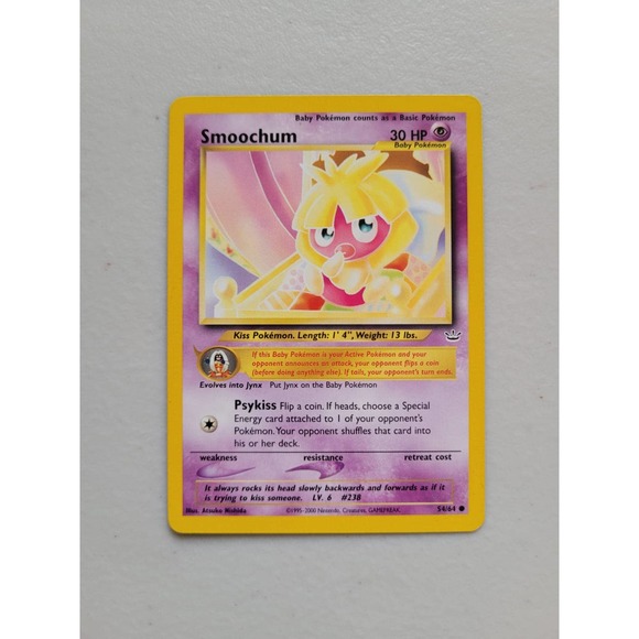 W7. Most popular Classic Smoochum 54/64 Neo Revelations Common Pokemon Card - Picture 1 of 2